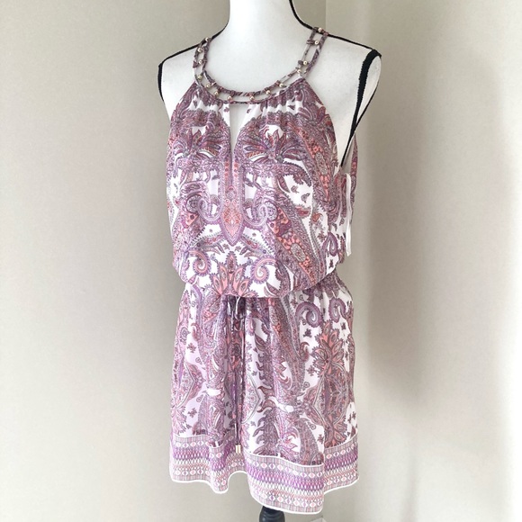 White House Black Market Sleeveless Paisley Blouson Short Dress Size M - Picture 8 of 12